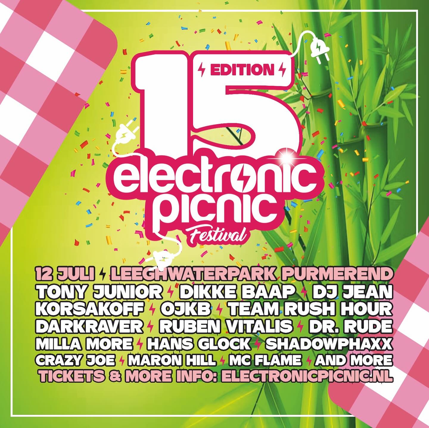 ☀️𝗭𝗼𝗻 𝗼𝗽 𝗷𝗲 𝗯𝗼𝗹, 𝗯𝗲𝗮𝘁𝘀 𝗶𝗻 𝗱𝗲 𝗹𝘂𝗰𝗵𝘁…🎶✨
De eerste artiesten voor 𝗘𝗹𝗲𝗰𝘁𝗿𝗼𝗻𝗶𝗰 𝗣𝗶𝗰𝗻𝗶𝗰 𝗙𝗲𝘀𝘁𝗶𝘃𝗮𝗹 - 𝟭𝟱𝗲 𝗘𝗱𝗶𝘁𝗶𝗲 zijn hier, en geloof ons: dit wordt een muzikale reis door de tijd! 🌿💃🏽 

Op zaterdag 12 juli dompelen we het mooie 𝗟𝗲𝗲𝗴𝗵𝘄𝗮𝘁𝗲𝗿𝗽𝗮𝗿𝗸 𝗶𝗻 𝗣𝘂𝗿𝗺𝗲𝗿𝗲𝗻𝗱 onder in een intieme, sfeervolle festivalervaring waar jij de beste beats, grootste meezingers en een spectaculaire afsluiter beleeft.

🚀 𝗗𝗶𝘁 𝗶𝘀 𝗽𝗮𝘀 𝗵𝗲𝘁 𝗯𝗲𝗴𝗶𝗻… Dit jaar vieren we de 15e editie, en dat betekent een line-up waar je u tegen zegt! 𝗖𝗵𝗲𝗰𝗸 𝗵𝗶𝗲𝗿 𝗱𝗲 𝗲𝗲𝗿𝘀𝘁𝗲 𝗻𝗮𝗺𝗲𝗻:

🔥 LOS met 𝗧𝗼𝗻𝘆 𝗝𝘂𝗻𝗶𝗼𝗿
🔥 Twerken met 𝗧𝗲𝗮𝗺 𝗥𝘂𝘀𝗵 𝗛𝗼𝘂𝗿
🔥 Back in time met de Legendary 𝗗𝗝 𝗝𝗲𝗮𝗻
🔥 Techno met 𝗗𝗶𝗸𝗸𝗲 𝗕𝗮𝗮𝗽
🔥 Feesten met 𝗢𝗝𝗞𝗕 
🔥 Hakkuh met 𝗞𝗼𝗿𝘀𝗮𝗸𝗼𝗳𝗳

𝗩𝗼𝗲𝗹 𝗷𝗶𝗷 𝗱𝗲 𝗳𝗲𝘀𝘁𝗶𝘃𝗮𝗹𝗸𝗿𝗶𝗲𝗯𝗲𝗹𝘀 𝗮𝗹❓ 
Scoor je ticket 🎟️ → electronicpicnic.nl

#electronicpicnicfestival #zomervibes #firstartists #FestivalFeels